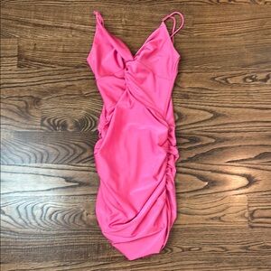 Lucy in the Sky Pink Ruched Bodycon Dress